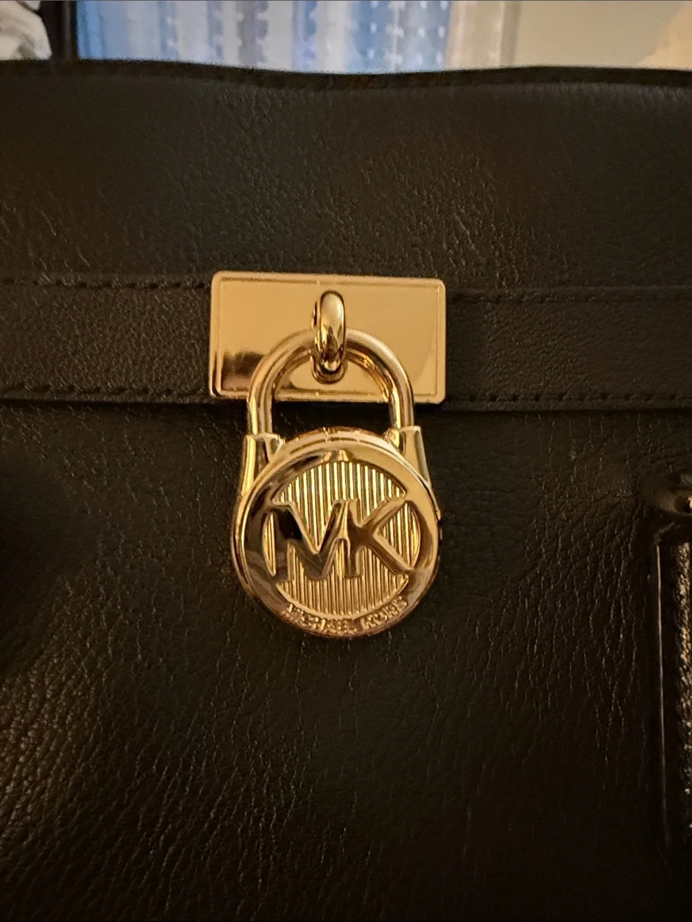 MICHAEL Michael Kors Hamilton Black Pebbled Leather Satchel Bag size medium